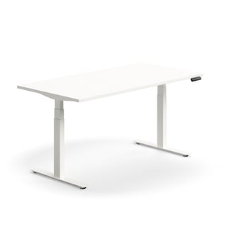 Reguliuojamo aukščio stalas QBUS, tiesus, 1600x800 mm, baltos kojos, baltas
