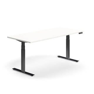 Reguliuojamo aukščio stalas QBUS, tiesus, 1800x800 mm, juodos kojos, baltas