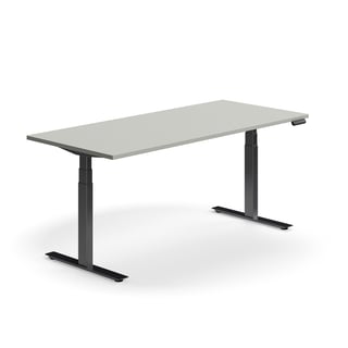 Podesivi stol QBUS, ravni, 1800x800 mm, crni okvir, svijetlo sivi