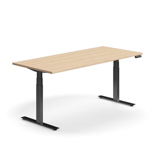 Skrivbord QBUS, höj- och sänkbart, 1800x800 mm, svart, ek