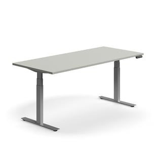 Skrivbord QBUS, höj- och sänkbart, 1800x800 mm, silver, ljusgrå
