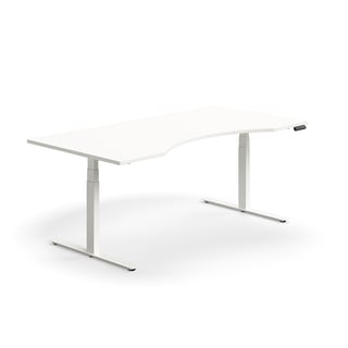 Standing desk QBUS, wave, 2000x1000 mm, white frame, white