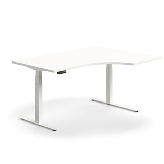 Standing desk QBUS, ergonomic, 1600x1200 mm, white frame, white