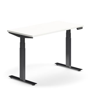 Podesivi stol QBUS, ravni, 1200x600 mm, crni okvir, bijeli