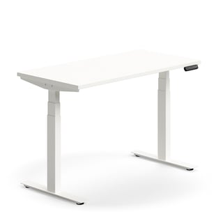 Dvižna pisalna miza QBUS, ravna, 1200x600 mm, beli okvir, bela