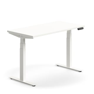 Sähköpöytä QBUS, suora pöytälevy, 1200x600 mm, valkoinen jalusta, valkoinen