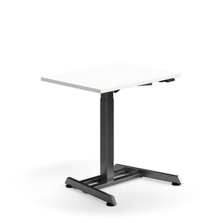 Výškově nastavitelný stůl QBUS, 800x600 mm, černá podnož, bílá