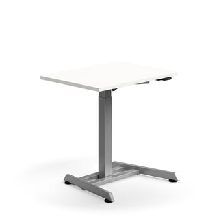 Skrivbord QBUS, höj- och sänkbart, 800x600 mm, silver, vit