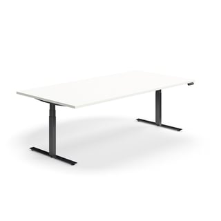 Standing meeting table QBUS, rectangular, 2400x1200 mm, black frame, white