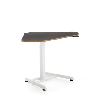 Standing corner desk NOVUS, 1200x750 mm, white frame, black table top