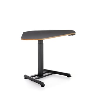 Standing corner desk NOVUS, 1200x750 mm, black frame, black table top