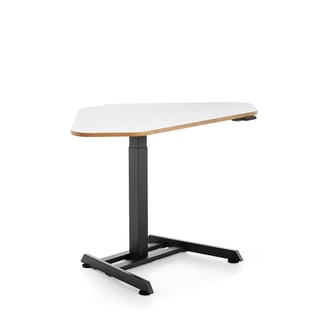 Augstumā regulējams stūra galds NOVUS, 1200x750 mm, melns rāmis, balts