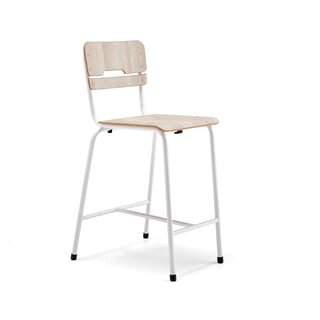 Krzesło szkolne SCIENTIA, szerokie siedzisko, W 650 mm, biały/jesion