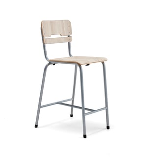 Classroom chair SCIENTIA, wide seat, H 650 mm, silver/ash