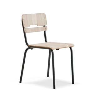 Krzesło szkolne SCIENTIA, szerokie, 460 mm, antracyt/jesion