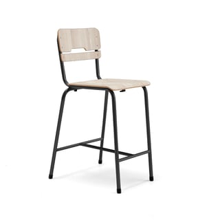 Mokyklinė kėdė SCIENTIA, plati sėdynė, H650 mm, tamsiai pilka/uosis