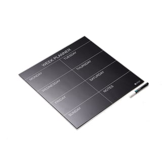 Skleněná plánovací tabule PEGGY, týdenní, 450x450 mm, černá