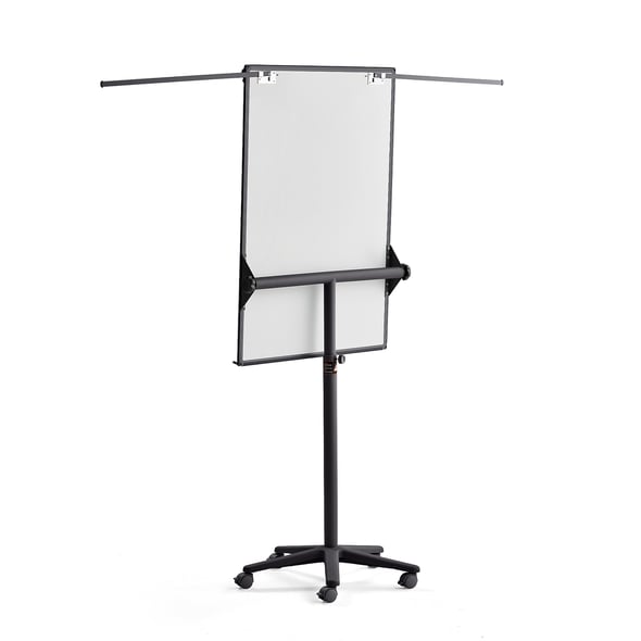 Mobile flip chart stand DAISY, with locking castors. black AJ Products