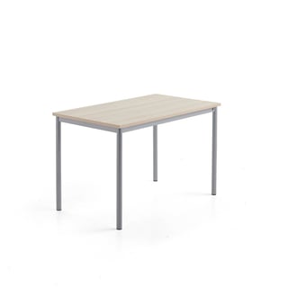 Skrivebord SONITUS PLUS, 1200x700x760 mm, støjreducerende ask højtrykslaminat, alu grå