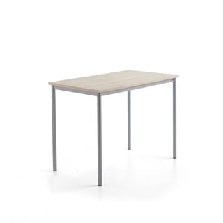 Skrivebord SONITUS PLUS, 1200x700x900 mm, støjreducerende ask højtrykslaminat, alu grå