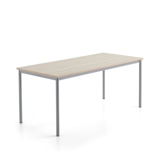Skrivebord SONITUS PLUS, 1800x800x760 mm, støjreducerende ask højtrykslaminat, alu grå
