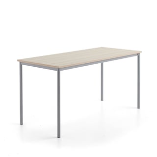 Skrivebord SONITUS PLUS, 1800x800x900 mm, støjreducerende ask højtrykslaminat, alu grå