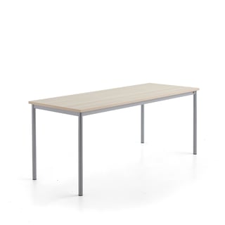 Skrivebord SONITUS PLUS, 1800x700x760 mm, støjreducerende ask højtrykslaminat, alu grå
