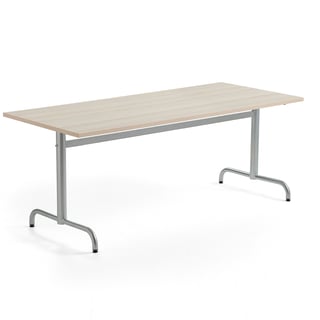 Stół PLURAL PLUS, 1800x800x720 mm, laminat HPL, redukcja hałasu, jesion, srebrny