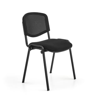 Krēsls NELSON, ar sietveida atzveltni, melna auduma apdare, melns