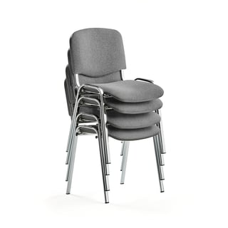 Popular conference chair NELSON, 4-pack, light grey fabric, chrome