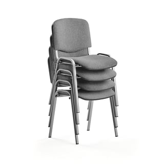 Konferencijska stolica NELSON, 4 kom/pak, svijetlo siva tkanina, alu siva