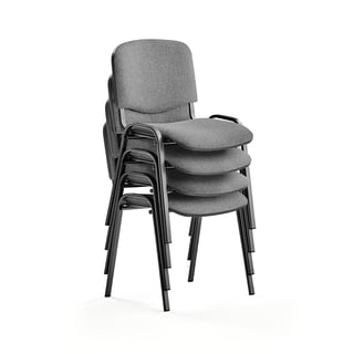 Konferencijska stolica NELSON, 4 kom/pak, svijetlo siva tkanina, crna