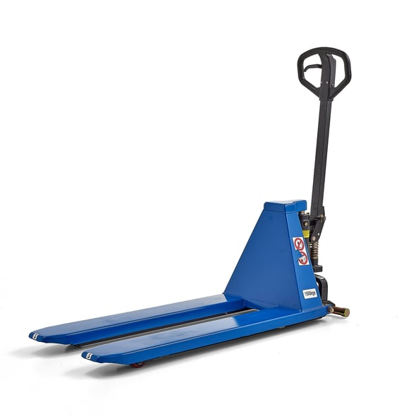 High lift pallet truck ACTIVE, 1500 kg load, L 1150 mm, blue AJ Products
