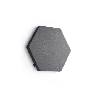 Ljudabsorbent POLY, hexagon, 600x600x56 mm, väggmonterad, mörkgrå