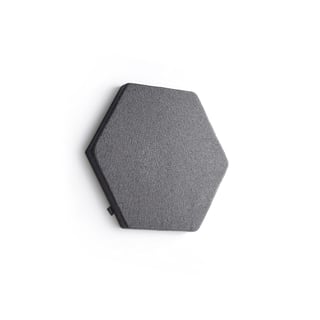 Akustikpanel POLY, sekskant, 600x600x56 mm, vægmonteret, mørkegrå