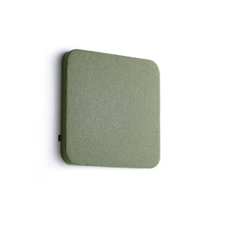 Lydabsorbent POLY, avrundede hjørner, B600 H600 T56 mm, veggmontert, grønn