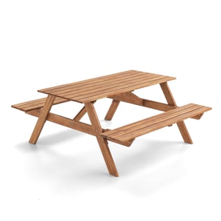 Table with bench CAMP, 1800 mm, brown