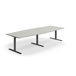 Konferencijski stol QBUS, 3200x1200 mm, T-postolje, crno postolje, svijetlo sivi