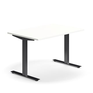 Desk QBUS, straight, 1200x800 mm, T-frame, black frame, white