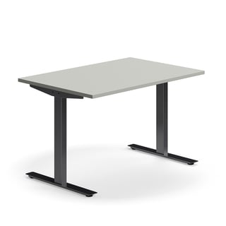 Skrivebord QBUS, T-stativ, L1200 B800 mm, svart/lys grå