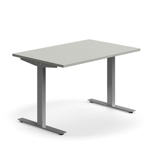 Desk QBUS, straight, 1200x800 mm, T-frame, silver frame, light grey