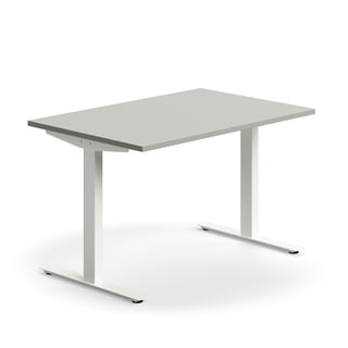 Skrivbord QBUS, T-stativ, 1200x800 mm, vit, ljusgrå