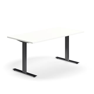 Desk QBUS, straight, 1600x800 mm, T-frame, black frame, white