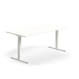 Pisalna miza QBUS, ravna, 1800x800 mm, T-okvir, beli okvir, bela