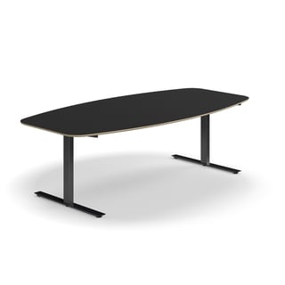 Konferenčna miza AUDREY, 2400x1200 mm, črni okvir, temno siva