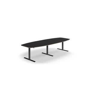 Konferensbord AUDREY, T-stativ, 3200x1200 mm, svart/mörkgrå