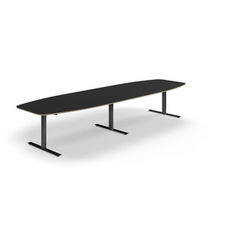 Konferenčna miza AUDREY, 4000x1200 mm, črni okvir, temno siva