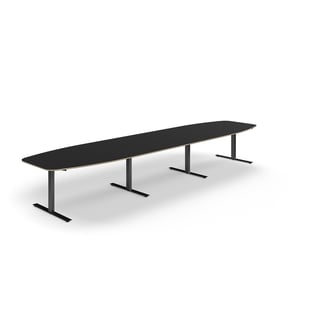 Konferenčna miza AUDREY, 4800x1200 mm, črni okvir, temno siva