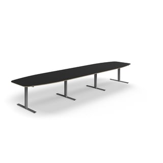 Konferencebord AUDREY, 4800x1200 mm, sølv stel, mørkegrå