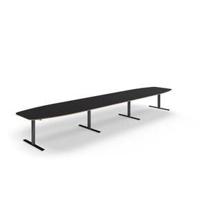 Konferencebord AUDREY, 5600x1200 mm, sort stel, mørkegrå